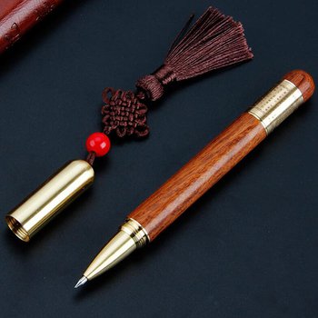 開蓋式木製黃銅單色筆-中國風可旋轉陀螺設計_1